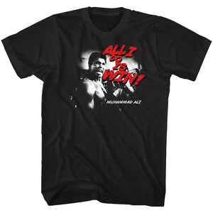 Muhammad Ali T-Shirt All I Do Is Win Red Text Black Tee - Yoga Clothing for You
