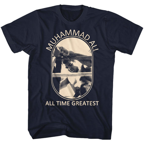 Muhammad Ali T-Shirt All Time Greatest Oval Frame Navy Tee - Yoga Clothing for You