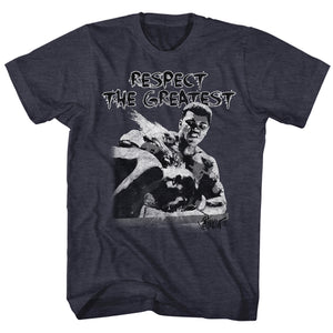Muhammad Ali T-Shirt Respect The Greatest Navy Tee - Yoga Clothing for You