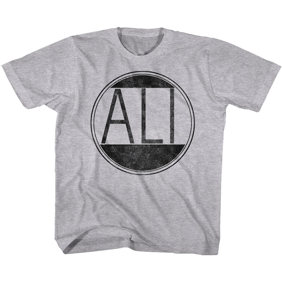 Muhammad Ali Kids T-Shirt Distressed Circle Grey Heather Tee - Yoga Clothing for You