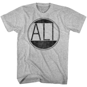 Muhammad Ali Tall T-Shirt Distressed Circle Grey Heather Tee - Yoga Clothing for You