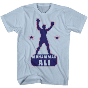 Muhammad Ali T-Shirt Hands up Light Blue Tee - Yoga Clothing for You