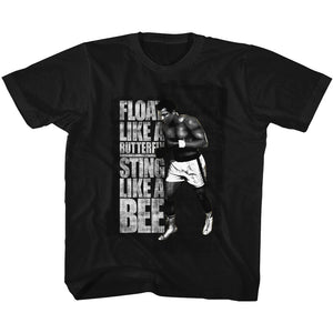 Muhammad Ali Kids T-Shirt Sting Like A Bee Black Tee - Yoga Clothing for You