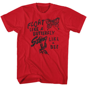 Muhammad Ali Tall T-Shirt Float Like A Butterfly Red Tee - Yoga Clothing for You