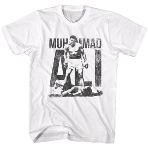Muhammad Ali T-Shirt Over Liston Distressed White Tee - Yoga Clothing for You