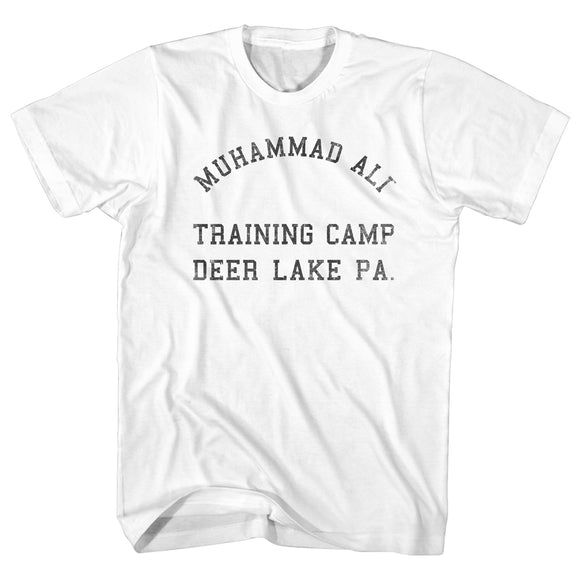 Muhammad Ali Tall T-Shirt Training Camp Deer Lake PA White Tee - Yoga Clothing for You