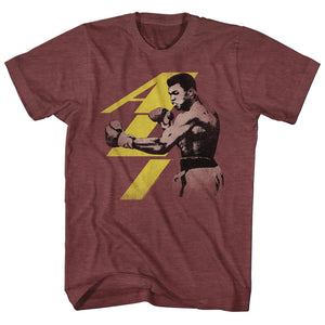 Muhammad Ali T-Shirt Punch Maroon Heather Tee - Yoga Clothing for You