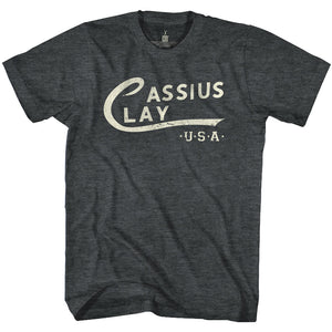 Muhammad Ali T-Shirt Cassius Clay Logo Black Heather Tee - Yoga Clothing for You