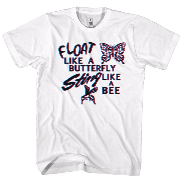 Muhammad Ali Tall T-Shirt Float Like A Butterfly 3D White Tee - Yoga Clothing for You