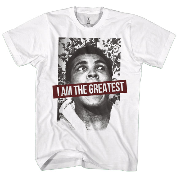 Muhammad Ali Tall T-Shirt I Am The Greatest Poster White Tee - Yoga Clothing for You