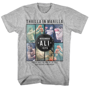 Muhammad Ali T-Shirt Thrilla In Manilla 1975 Grey Heather Tee - Yoga Clothing for You
