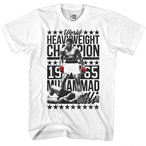 Muhammad Ali Tall T-Shirt Heavyweight Champion Over Liston White Tee - Yoga Clothing for You