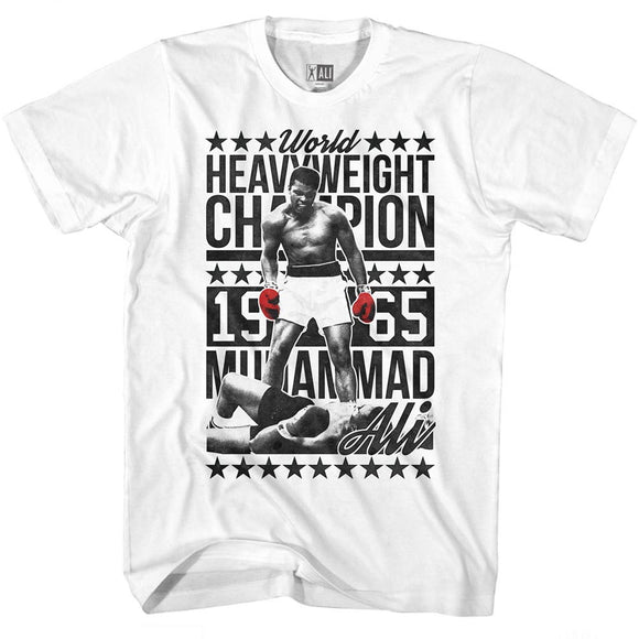 Muhammad Ali Tall T-Shirt Heavyweight Champion Over Liston White Tee - Yoga Clothing for You