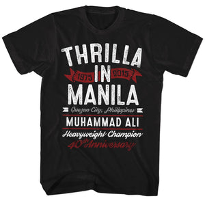 Muhammad Ali T-Shirt Thrilla In Manila 40th Anniversary Black Tee - Yoga Clothing for You