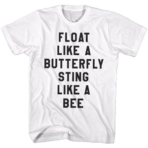 Muhammad Ali T-Shirt Float Like A Bee Text White Tee - Yoga Clothing for You