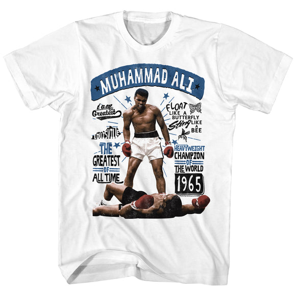 Muhammad Ali Tall T-Shirt Over Liston Sayings White Tee - Yoga Clothing for You