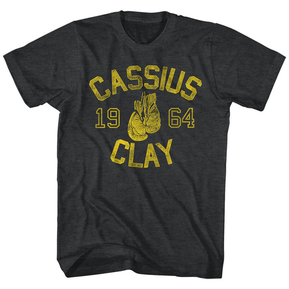 Muhammad Ali T-Shirt Cassius Clay Yellow Text Black Heather Tee - Yoga Clothing for You