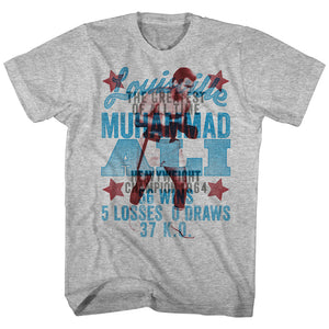 Muhammad Ali Tall T-Shirt The Greatest Overlay Grey Heather Tee - Yoga Clothing for You