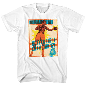 Muhammad Ali Tall T-Shirt Bright Poster White Tee - Yoga Clothing for You