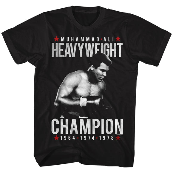 Muhammad Ali Tall T-Shirt Heavyweight Champion 64 74 78 Black Tee - Yoga Clothing for You