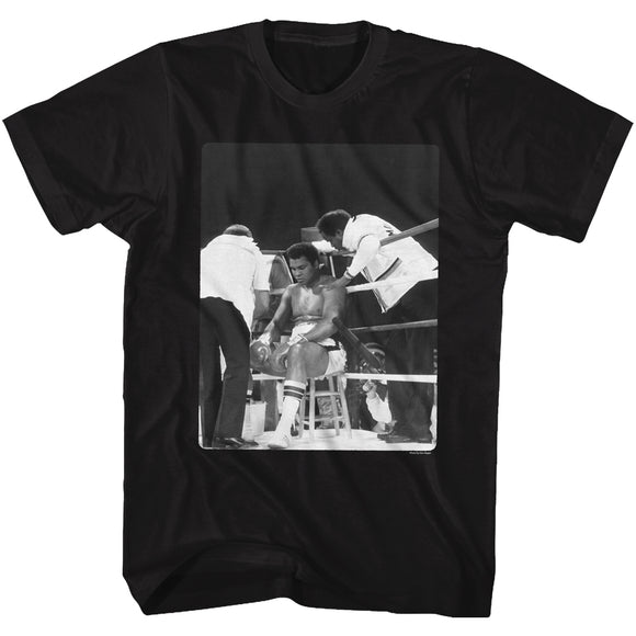 Muhammad Ali T-Shirt B&W Time Out In Ring Portrait Black Tee - Yoga Clothing for You