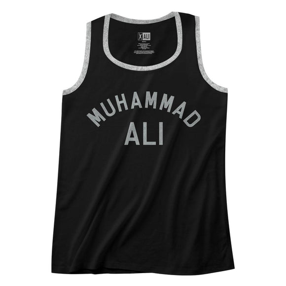 Muhammad Ali Mens Tanktop Arch Text Black/Grey Tank - Yoga Clothing for You