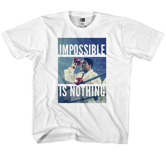 Muhammad Ali Toddler T-Shirt In Ring Impossible Is Nothing White Tee - Yoga Clothing for You