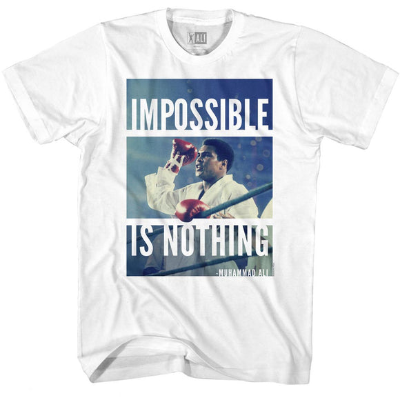 Muhammad Ali Tall T-Shirt In Ring Impossible Is Nothing White Tee - Yoga Clothing for You