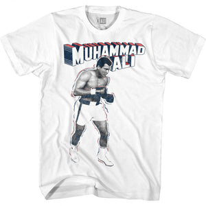 Muhammad Ali Tall T-Shirt Superhero Font White Tee - Yoga Clothing for You