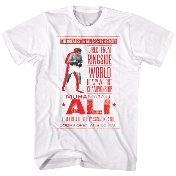 Muhammad Ali T-Shirt Ringside Red Poster White Tee - Yoga Clothing for You