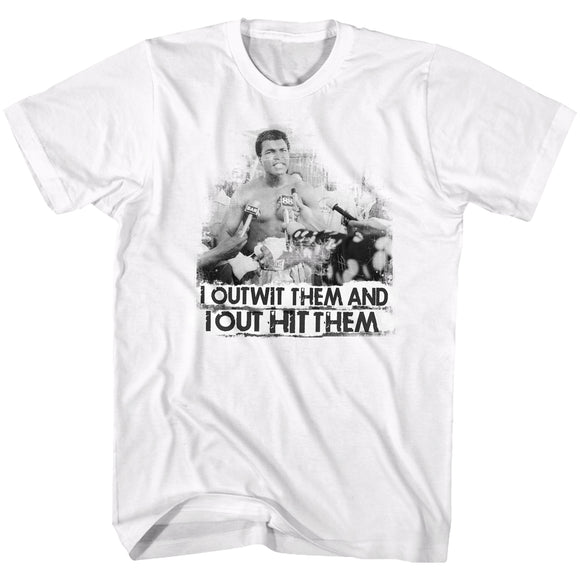 Muhammad Ali T-Shirt Outwit Them And Out Hit Them White Tee - Yoga Clothing for You