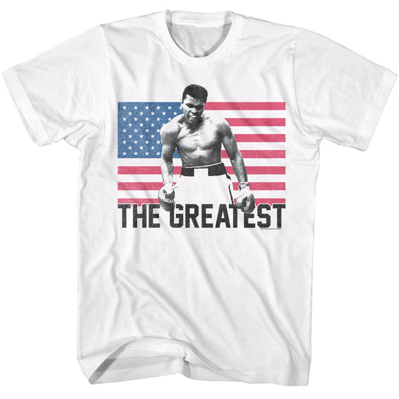 Muhammad Ali The Greatest US Flag White T-shirt