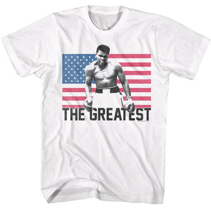Muhammad Ali The Greatest US Flag White Tall T-shirt