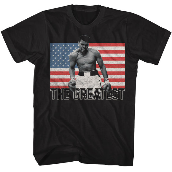 Muhammad Ali The Greatest US Flag Black T-shirt