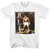 Muhammad Ali Victory Vertical Text White T-shirt
