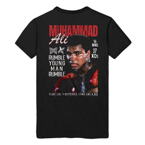 Muhammad Ali Rumble Young Man Black T-shirt Front and Back