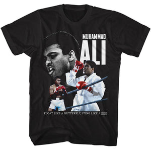 Muhammad Ali Triple Pose with Quote Black T-shirt