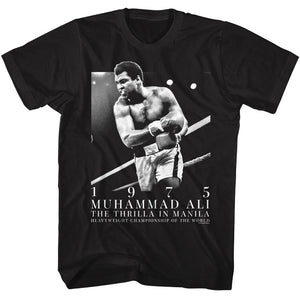 Muhammad Ali 1975 Manila Black Tall T-shirt