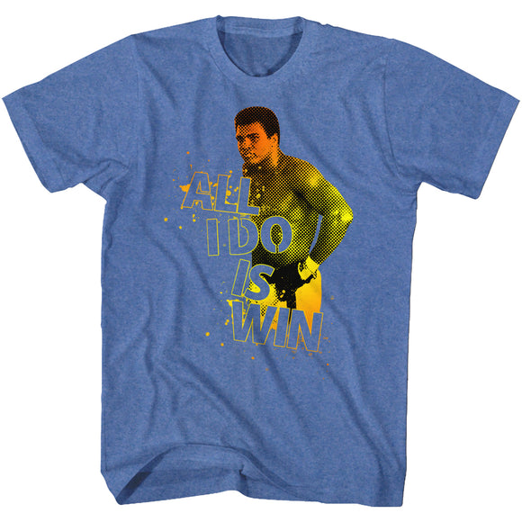 Muhammad Ali T-Shirt All I Do Is Win Dots Royal Heather Tee - Yoga Clothing for You