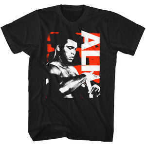 Muhammad Ali T-Shirt Taping Up Getting Ready To Fight Black Tee - Yoga Clothing for You