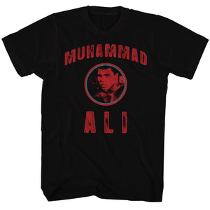 Muhammad Ali T-Shirt Distressed Red Text Black Tee - Yoga Clothing for You