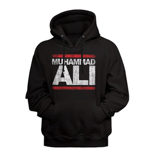 Muhammad Ali Distressed Name Logo Black Pullover Hoodie