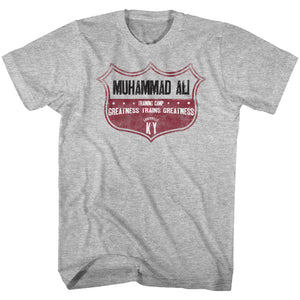 Muhammad Ali T-Shirt Distressed Training Camp Crest Heather Tee - Yoga Clothing for You