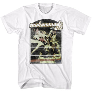 Muhammad Ali T-Shirt Knockout Distressed White Tee - Yoga Clothing for You