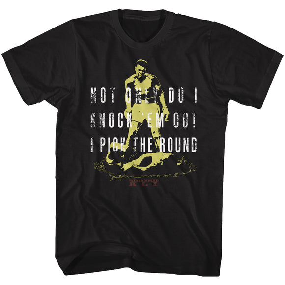 Muhammad Ali Tall T-Shirt Knock Em Out Pick The Round Black Tee - Yoga Clothing for You