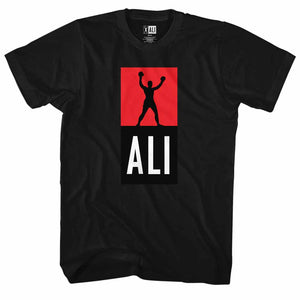 Muhammad Ali Tall T-Shirt Red And Black Hands Up Logo Black Tee - Yoga Clothing for You