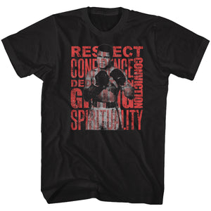 Muhammad Ali T-Shirt Respect Confidence Red Black Tee - Yoga Clothing for You