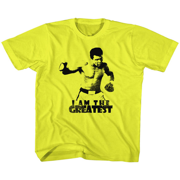 Muhammad Ali Toddler T-Shirt Distressed I Am The Greatest Yellow Tee - Yoga Clothing for You