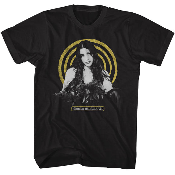 Alanis Morissette Yellow Spiral Black Tall T-shirt