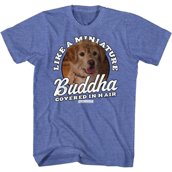 Anchorman T-Shirt Baxter Mini Buddha Heather Blue Tee - Yoga Clothing for You